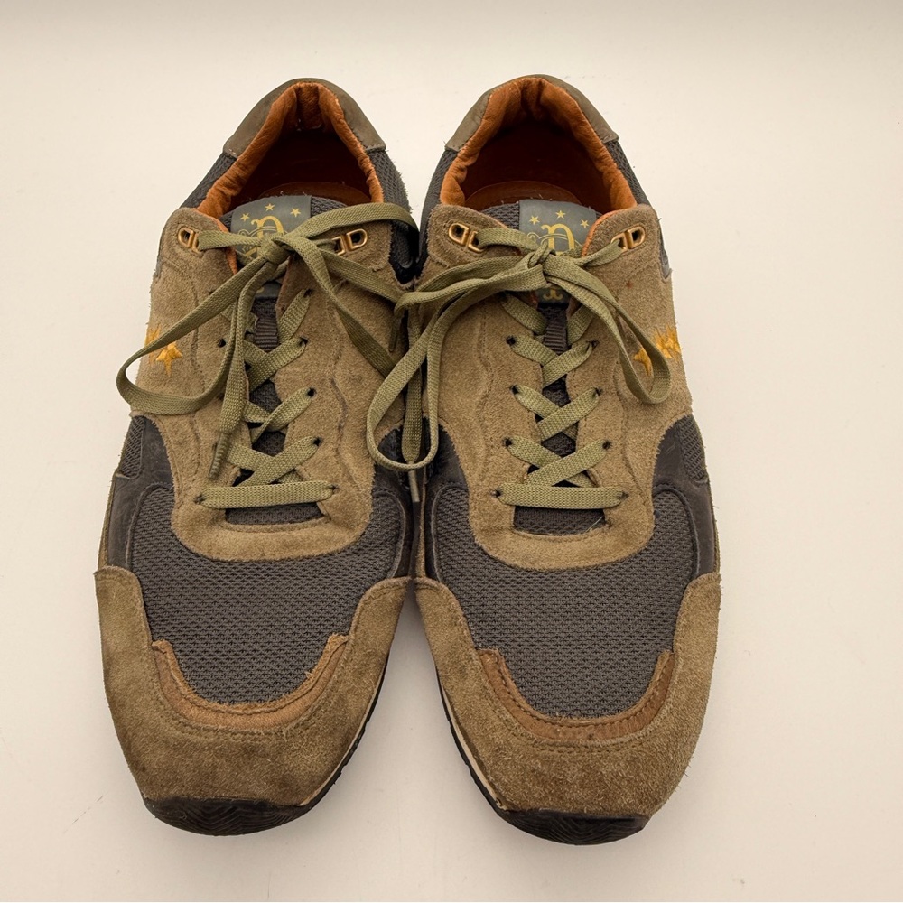 Pantofola d'Oro Mens Casual Athletic Sneakers Olive Green Gold Stars Sz 42 US 9